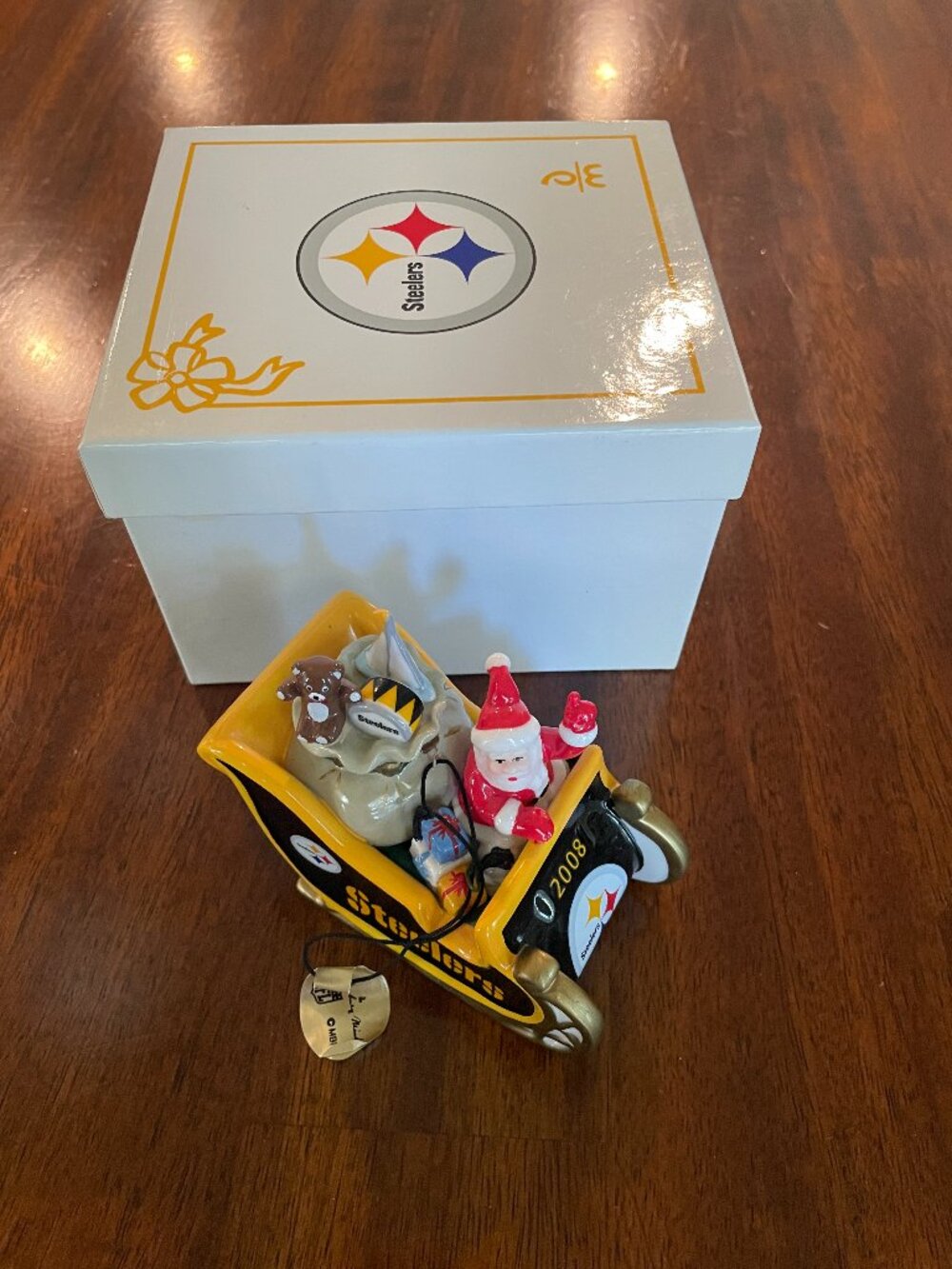 2008 Pittsburgh Steelers Santa in Sleigh Danbury Mint Ornament Holiday Christmas